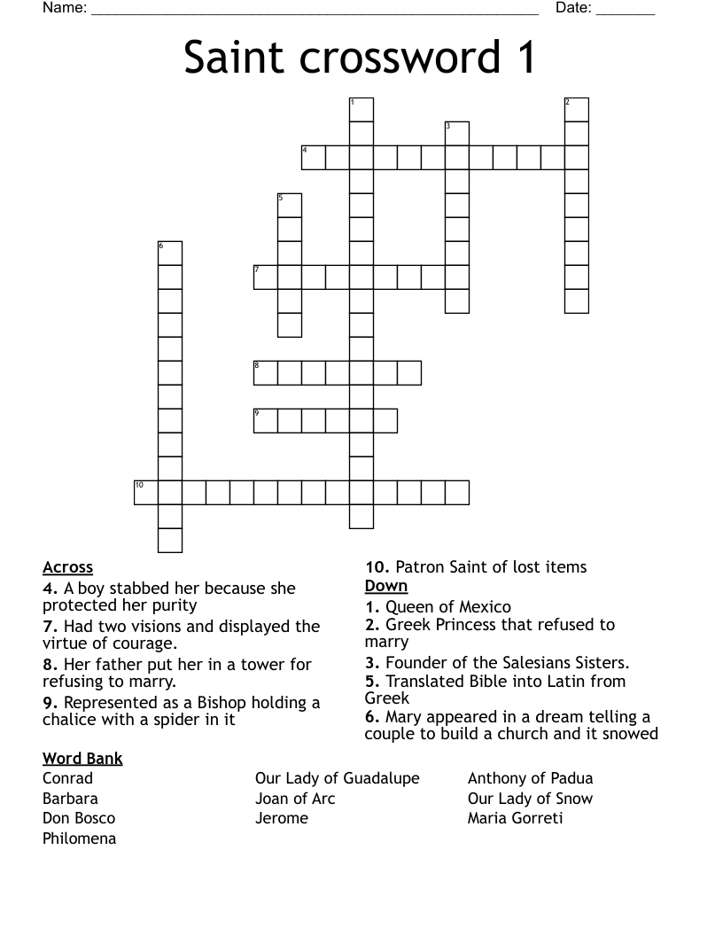 Saint crossword 1