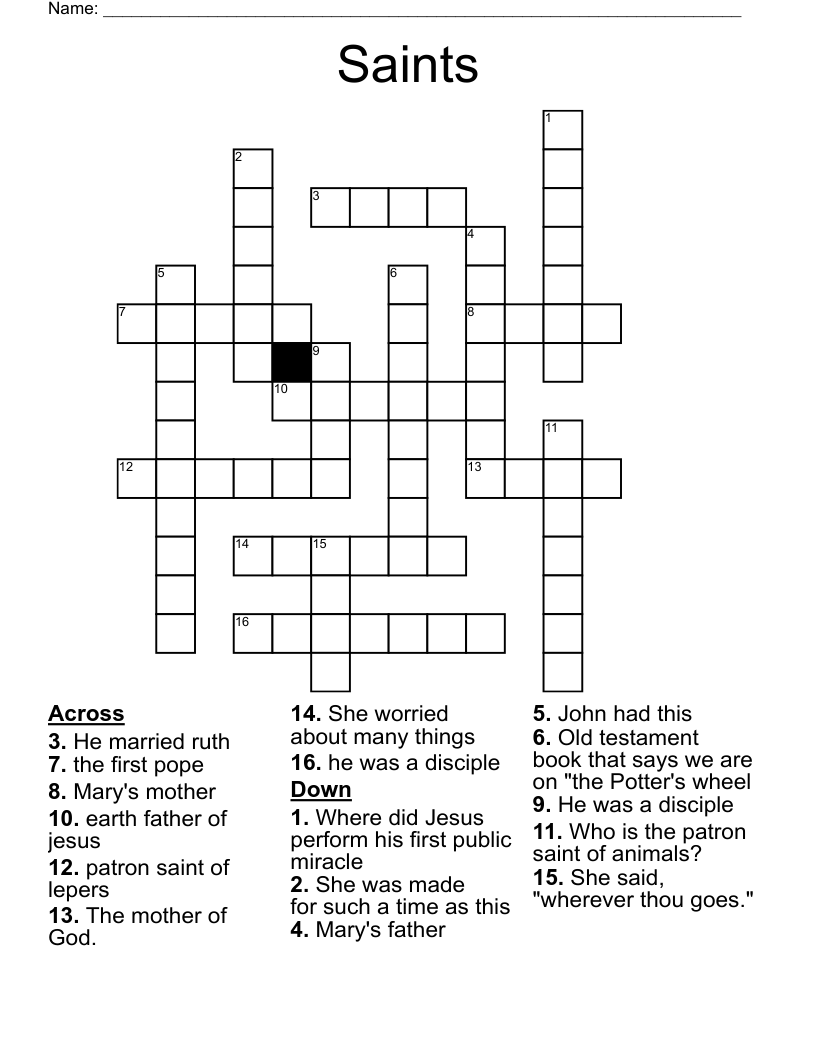 Saints Crossword