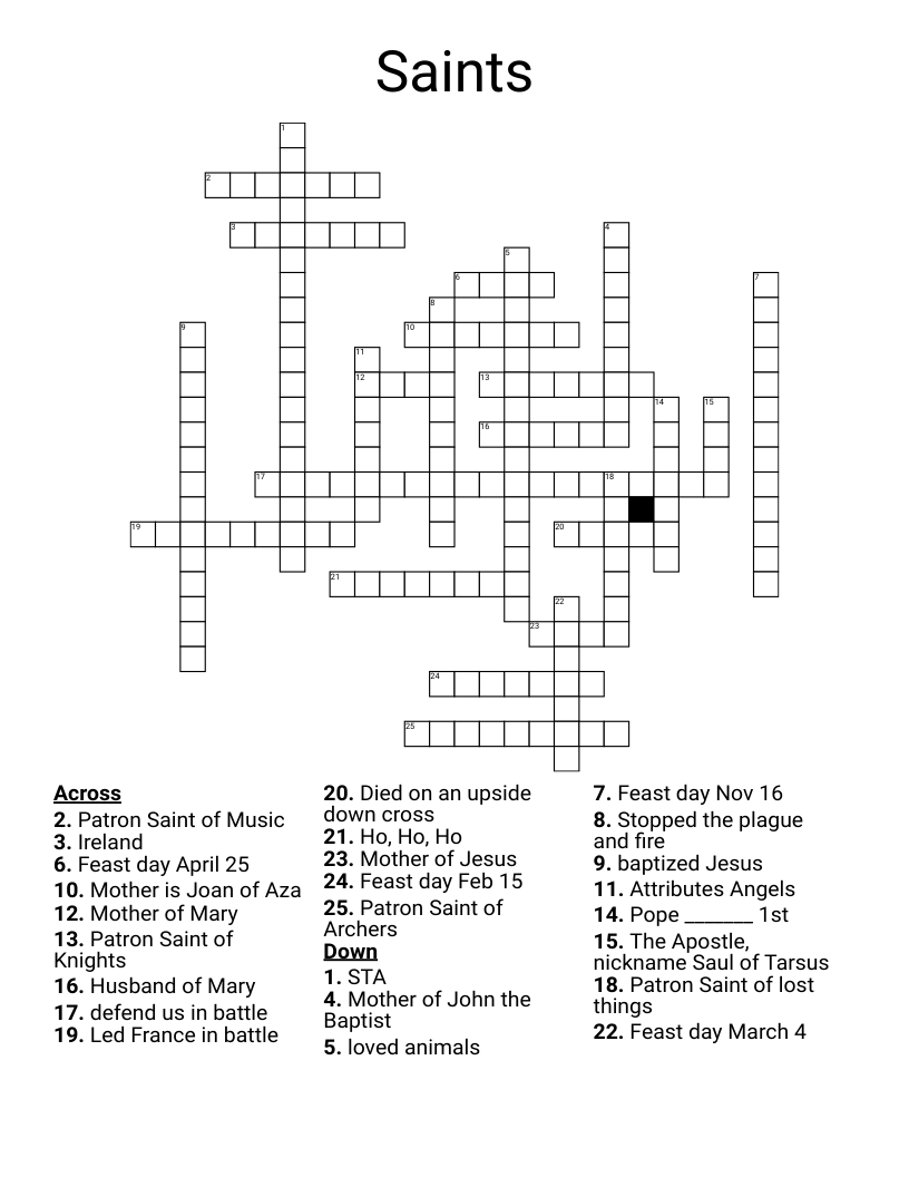 Saints Crossword
