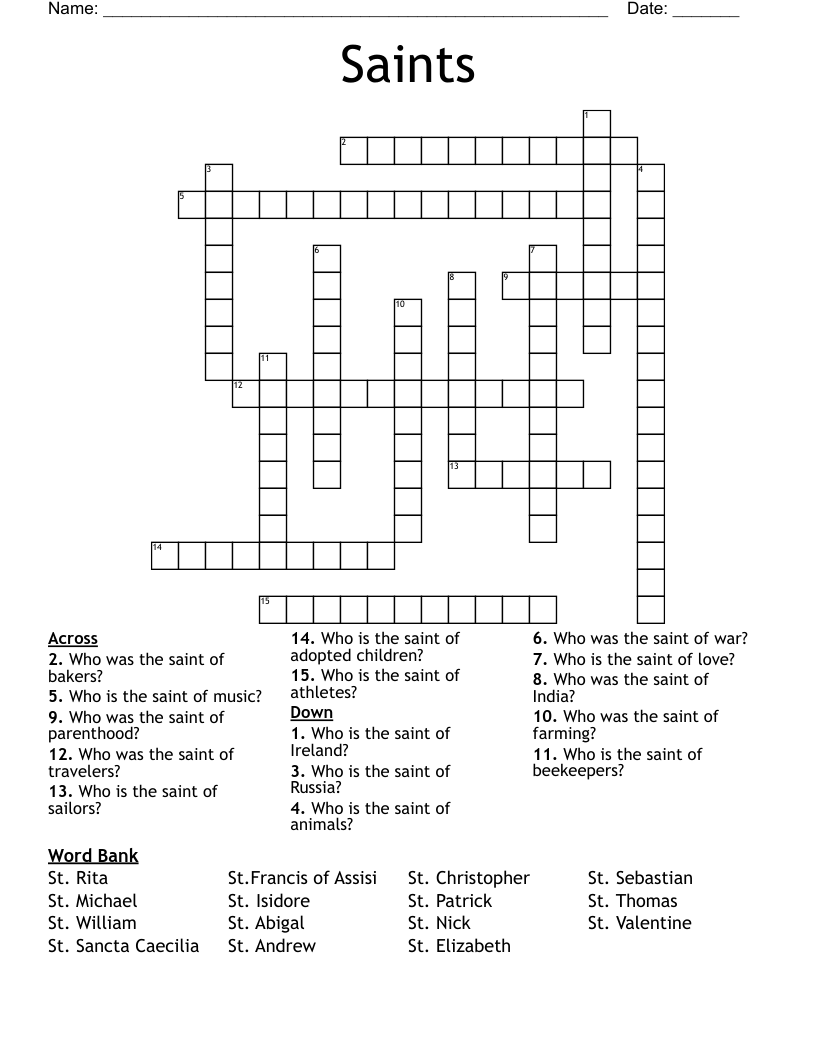 Saints Crossword
