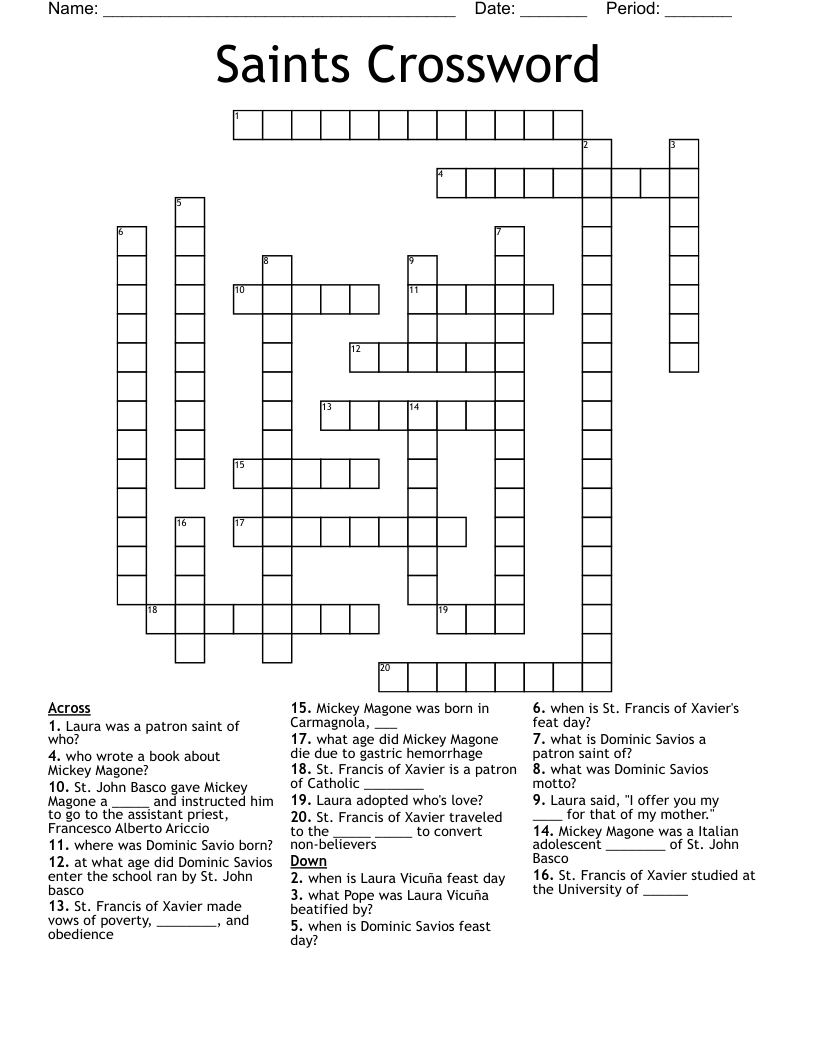 Saints Crossword