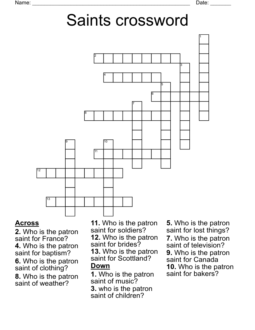 Saints crossword