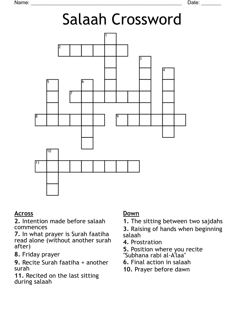 Salaah Crossword