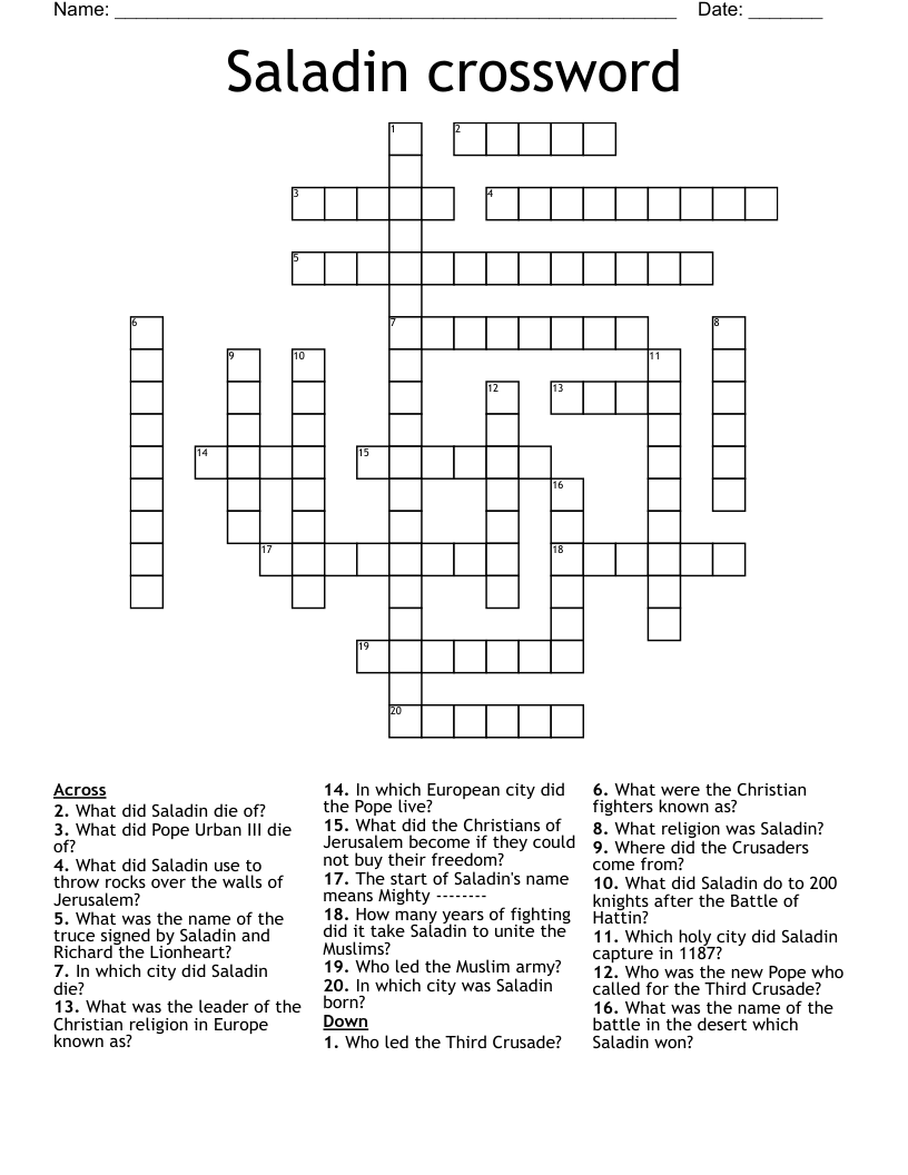 Saladin crossword