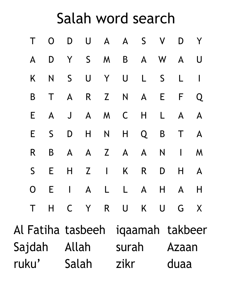 Salah word search