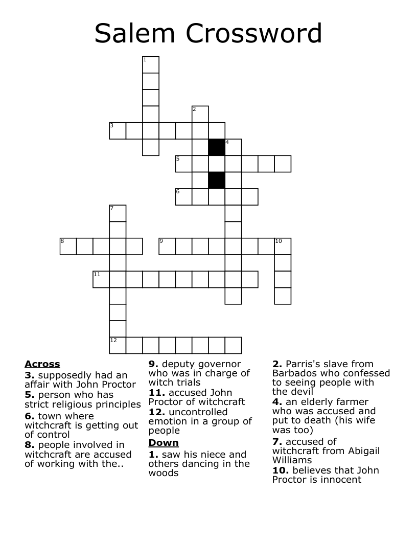 Salem Crossword
