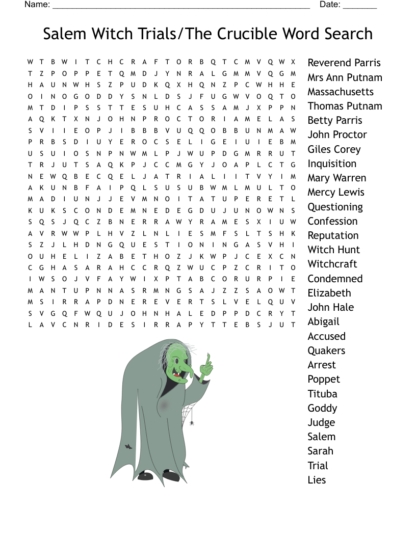 Salem Witch Trials/The Crucible Word Search