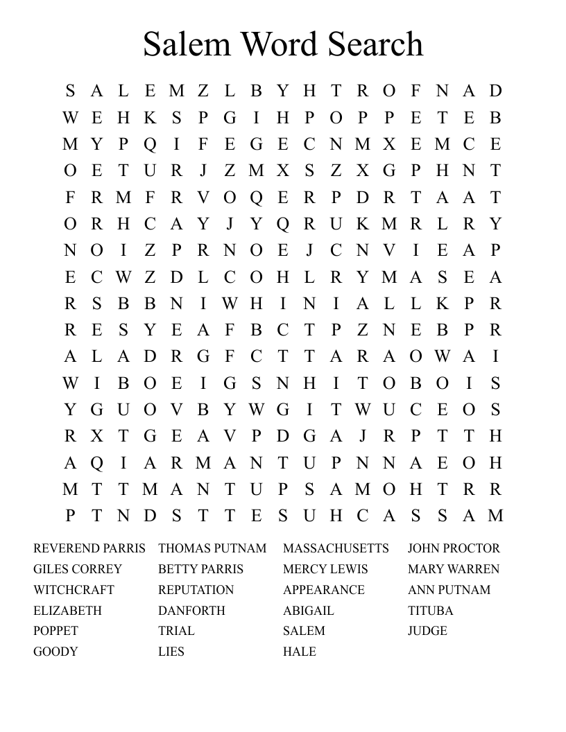 Salem Word Search