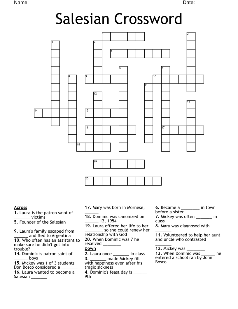 Salesian Crossword