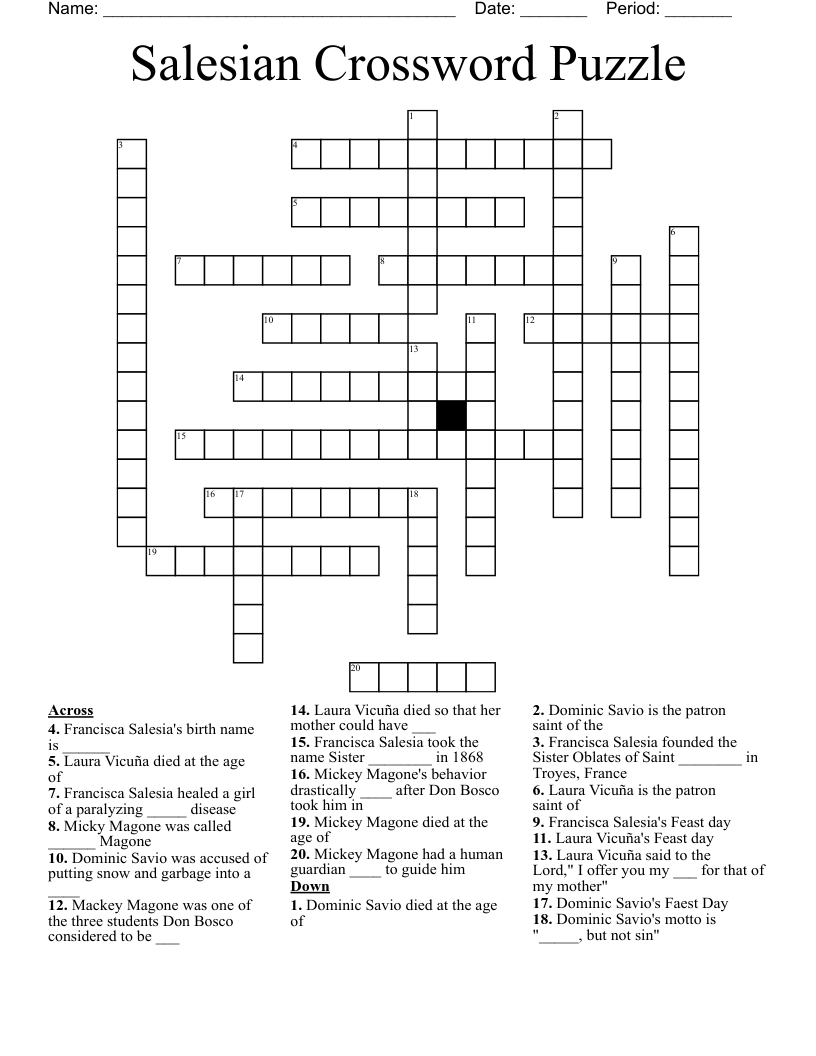 Salesian Crossword Puzzle
