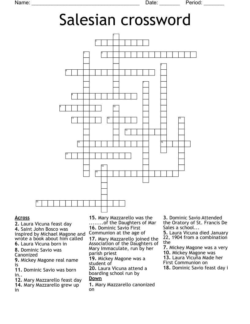 Salesian crossword 