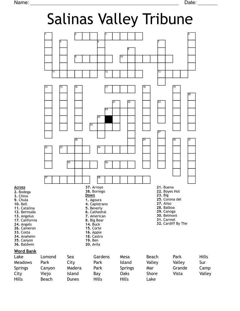 Salinas Valley Tribune Crossword