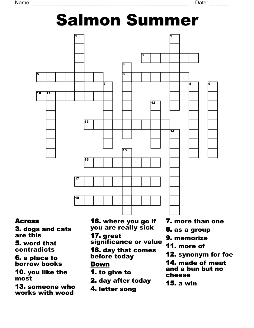 Salmon Summer Crossword