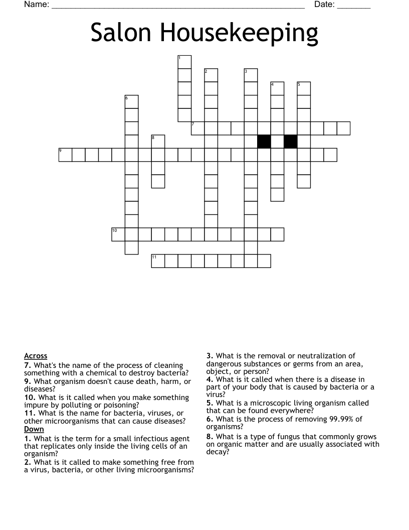 Salon Housekeeping Crossword