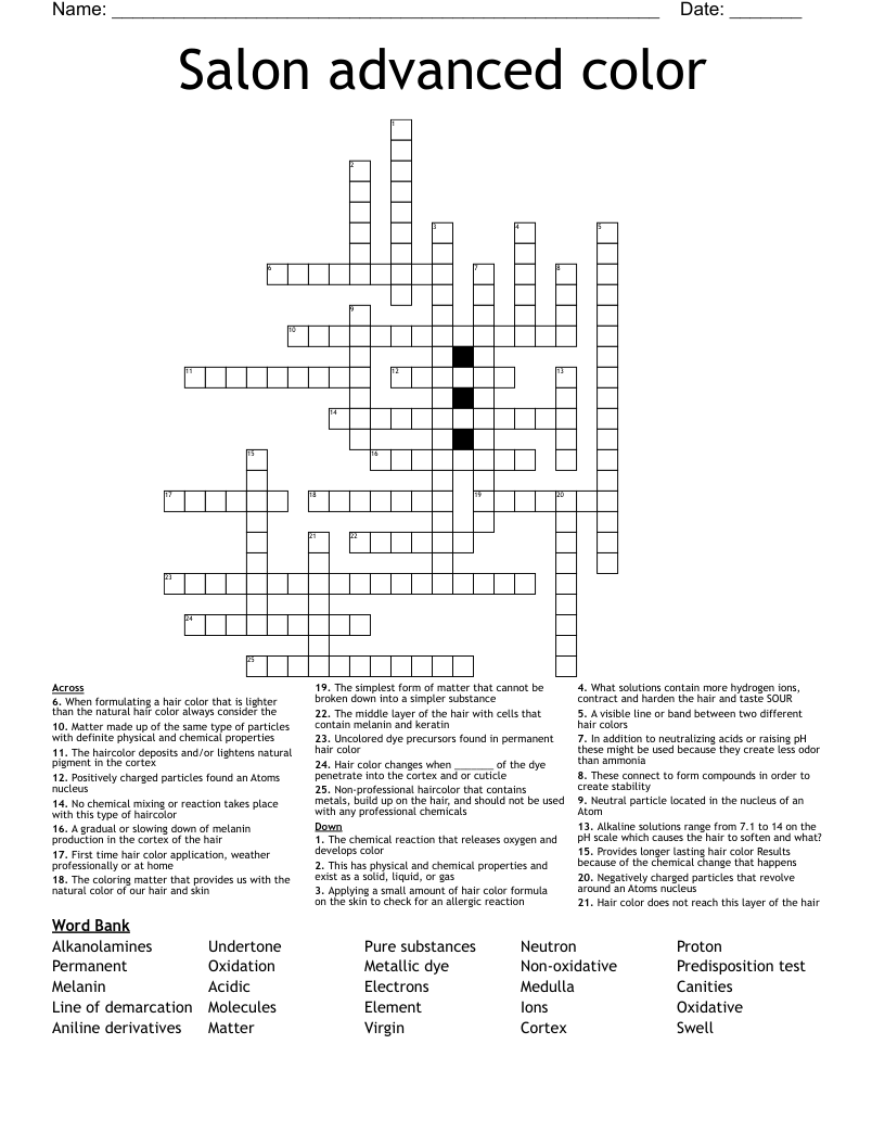Salon advanced color Crossword