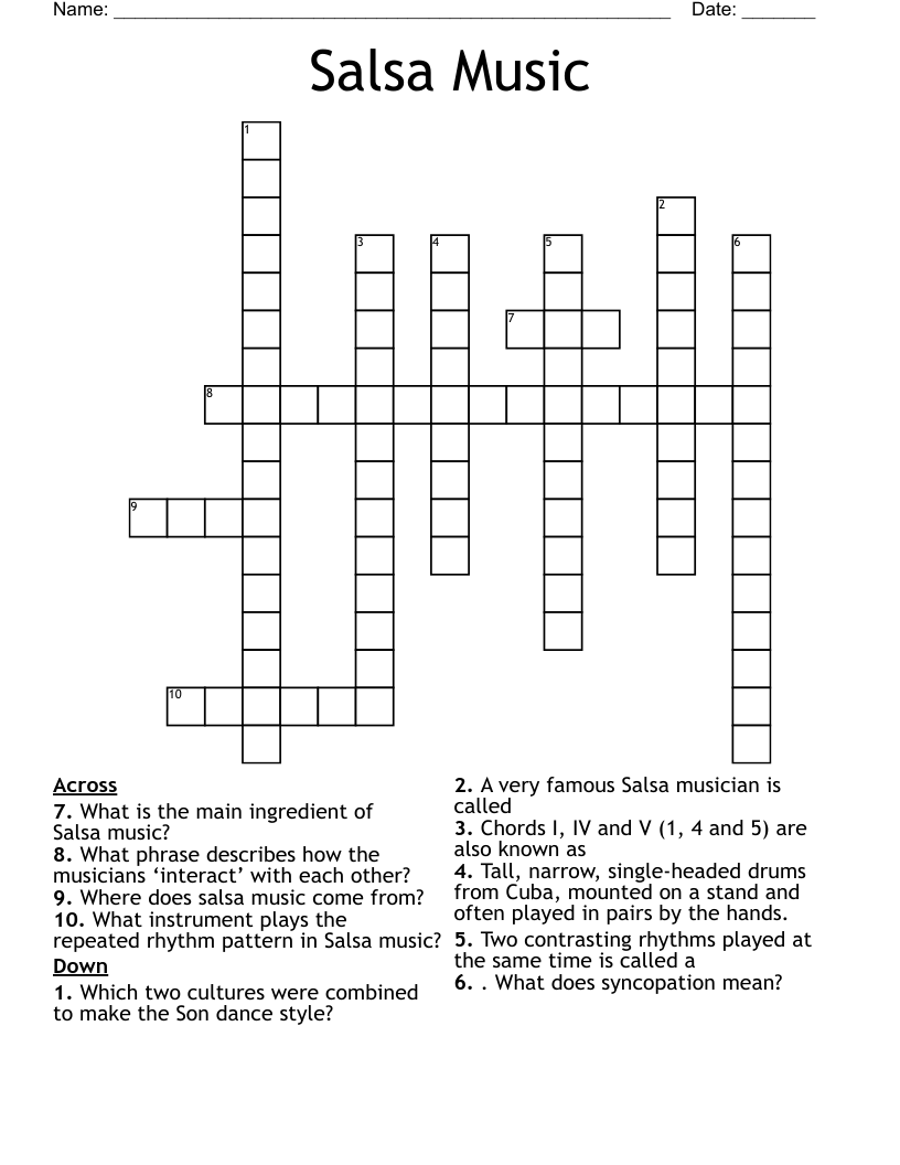 Salsa Music Crossword