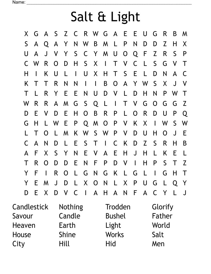 Salt & Light Word Search