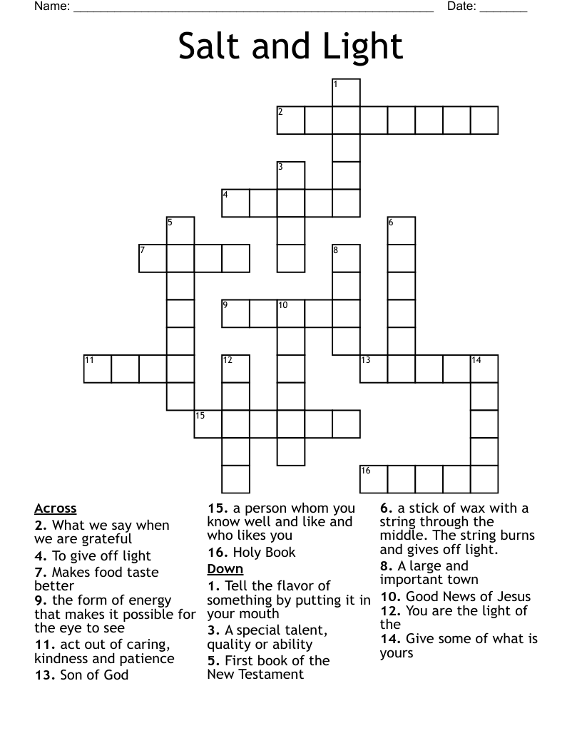 Salt and Light Crossword