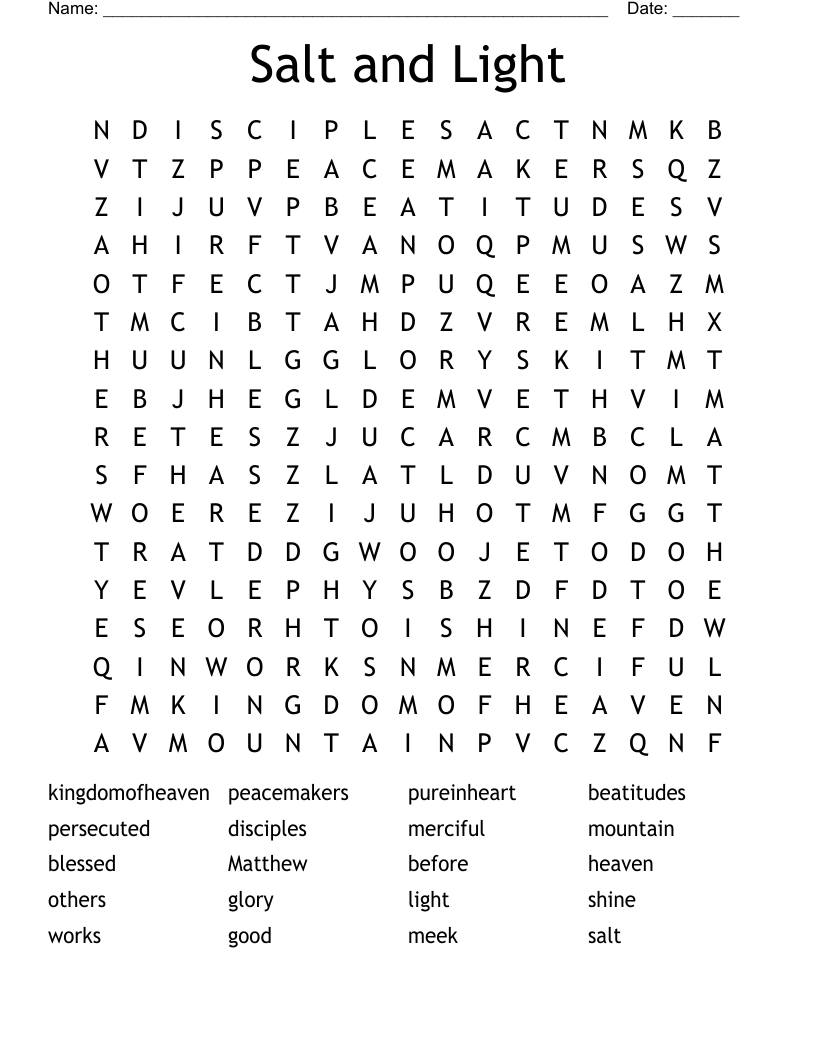 Salt and Light Word Search