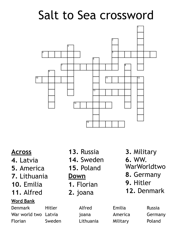 Salt to Sea crossword