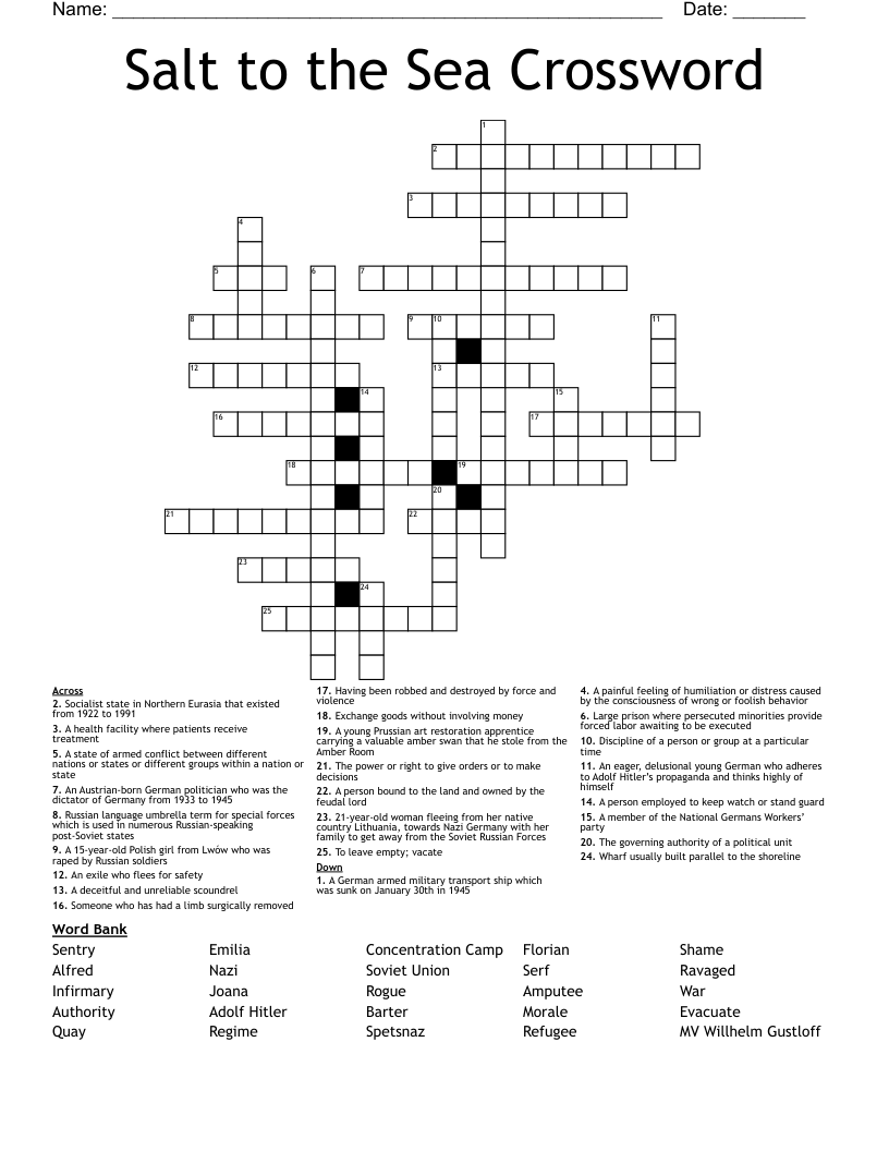 Salt to the Sea Crossword