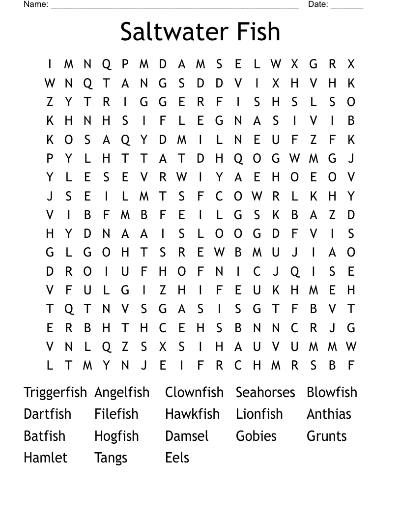 Saltwater Fish Word Search