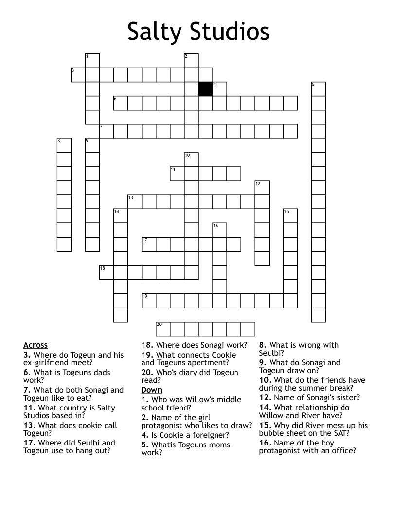 Salty Studios Crossword