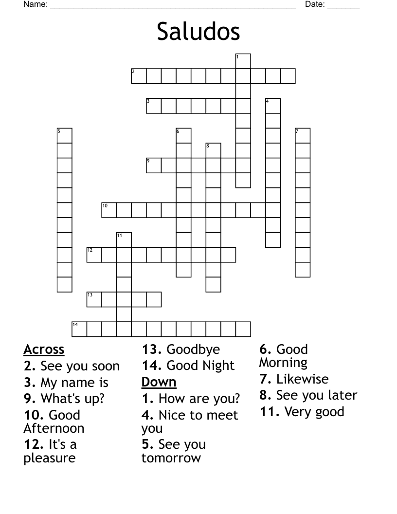 Saludos Crossword
