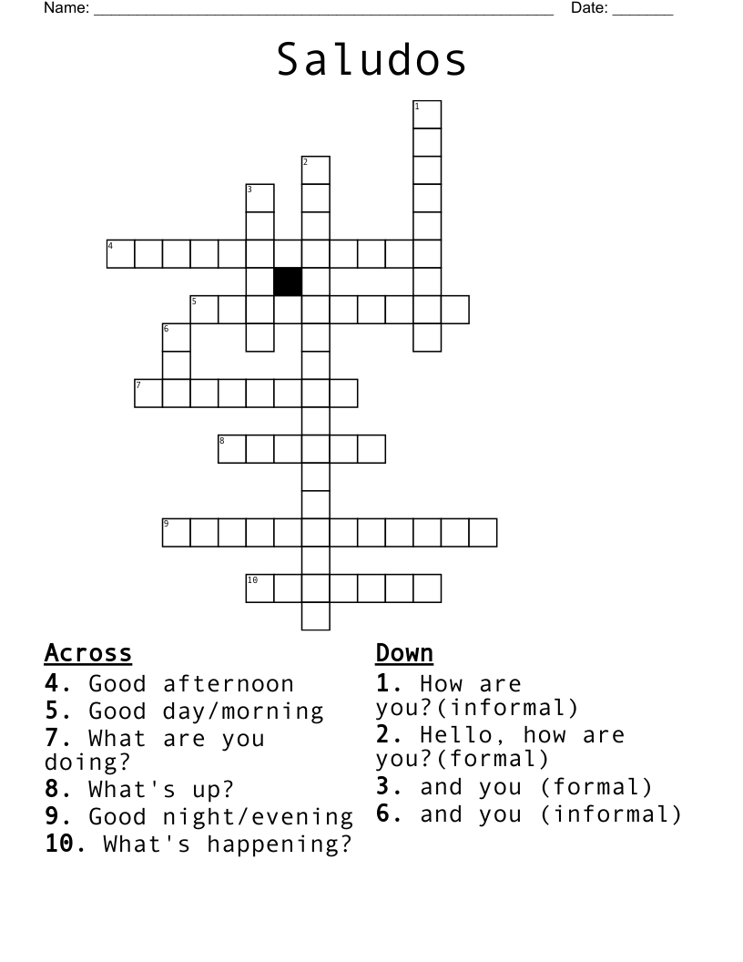 Saludos Crossword