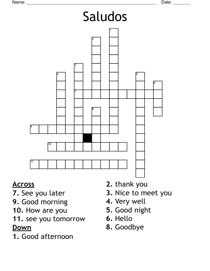 Saludos Crossword