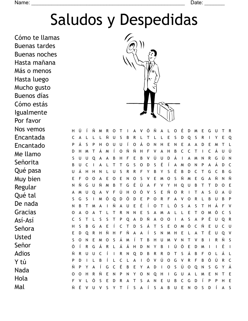 Saludos y Despedidas Word Search