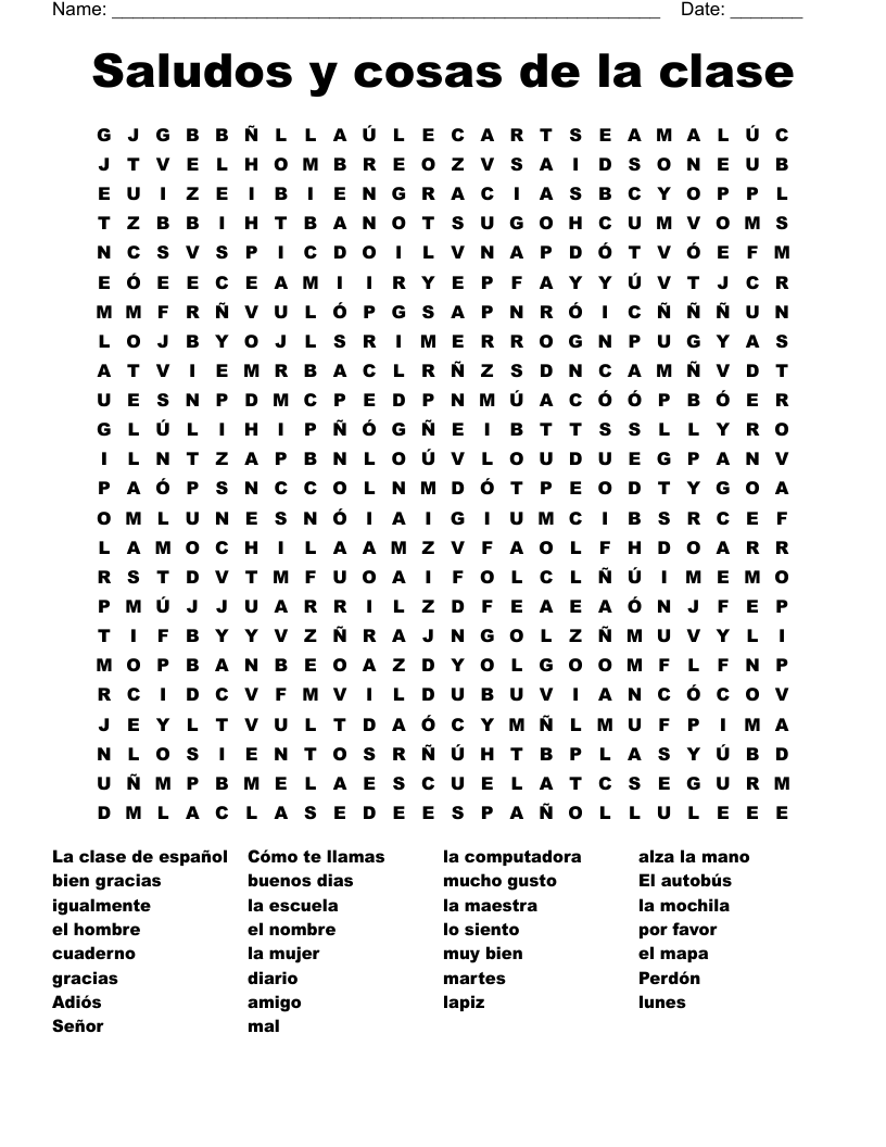 Saludos y cosas de la clase Word Search