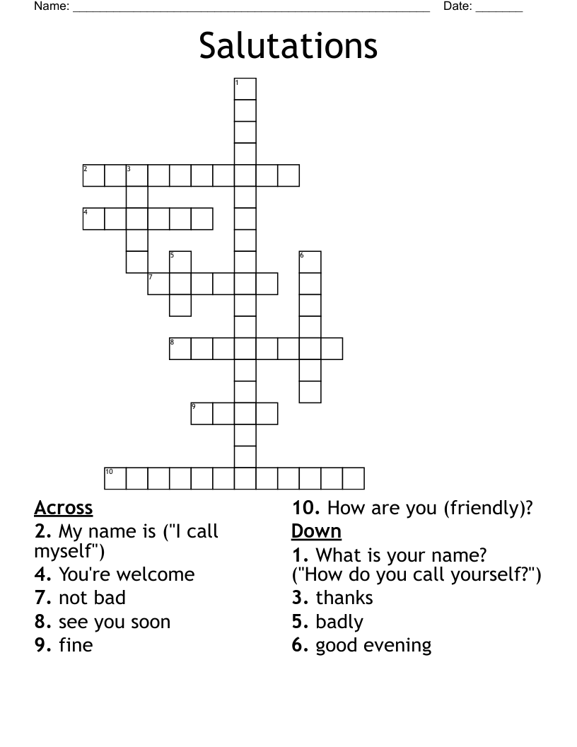 Salutations Crossword