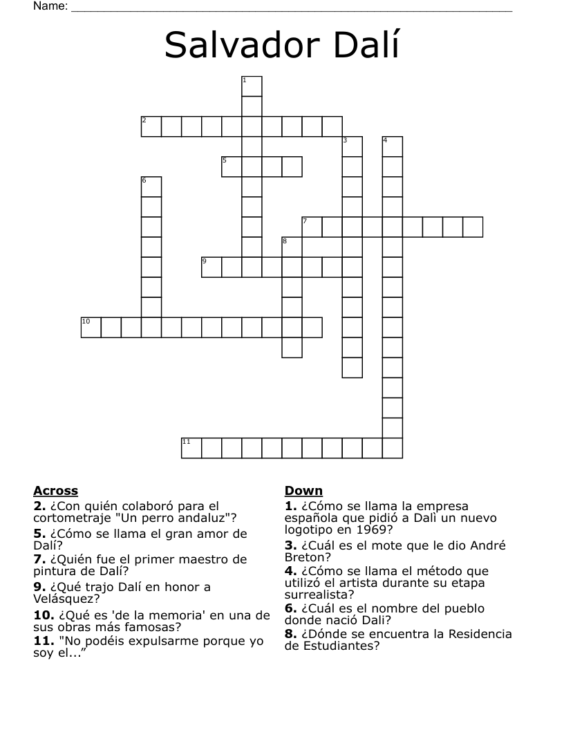Salvador Dalí Crossword
