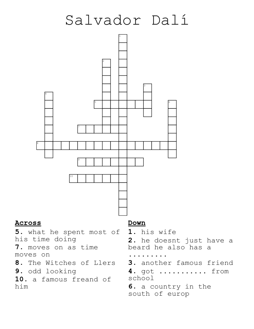 Salvador Dalí Crossword