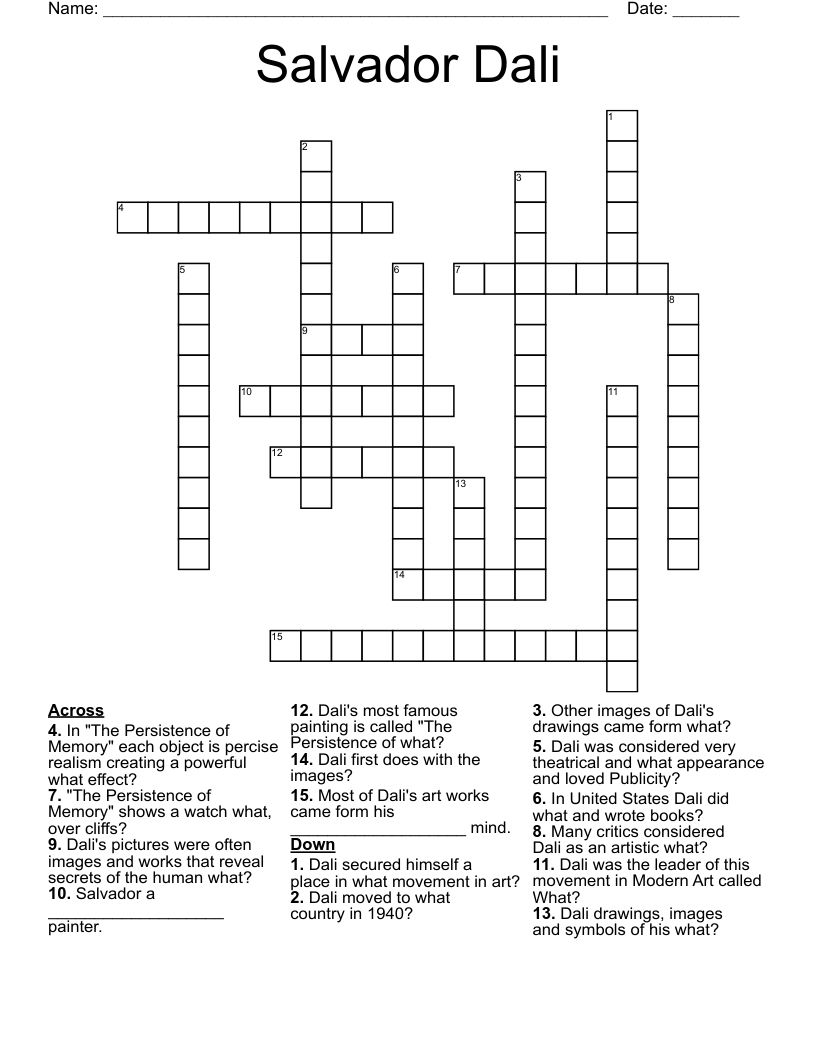 Salvador Dali Crossword