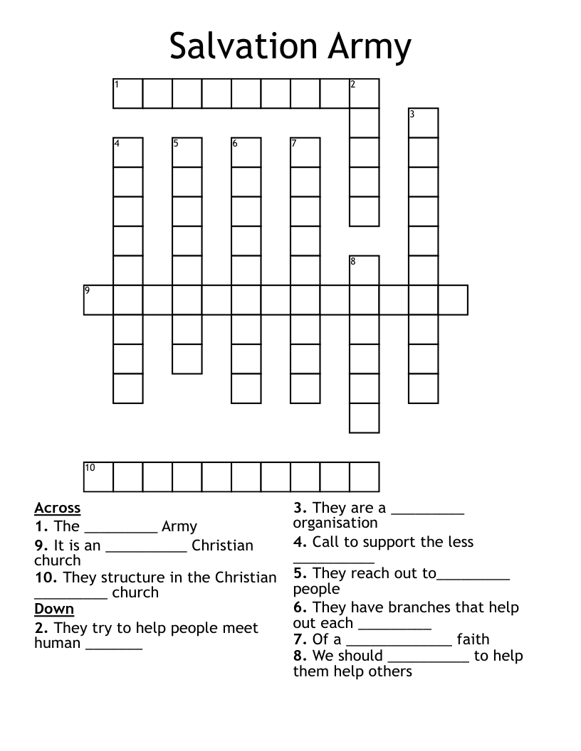 Salvation Army Crossword