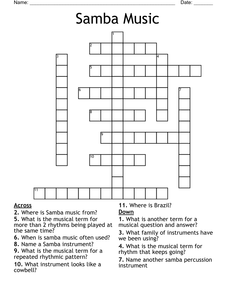 Samba Music Crossword