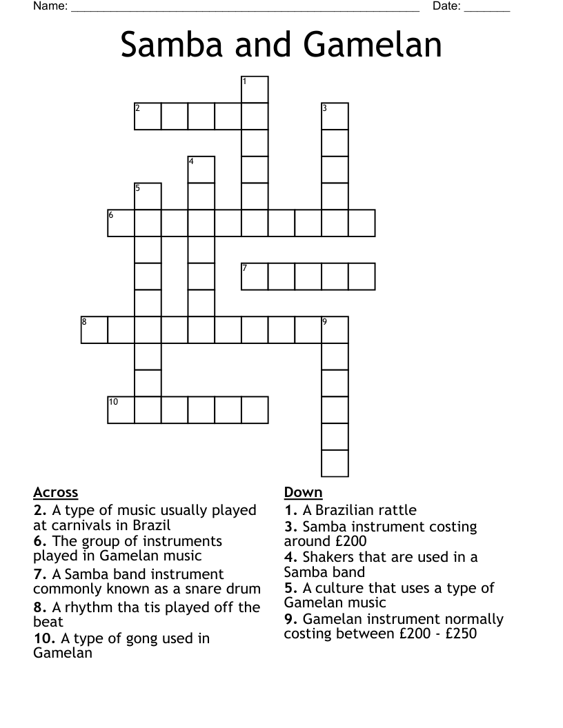 Samba and Gamelan Crossword