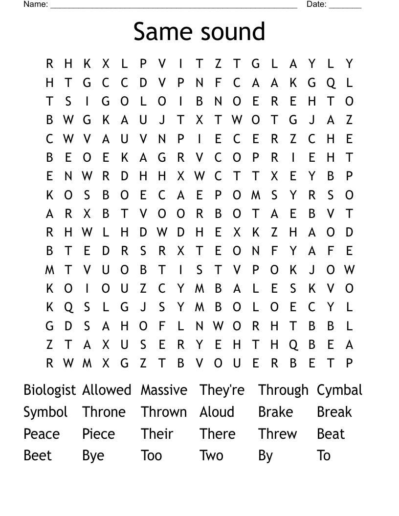Same sound Word Search