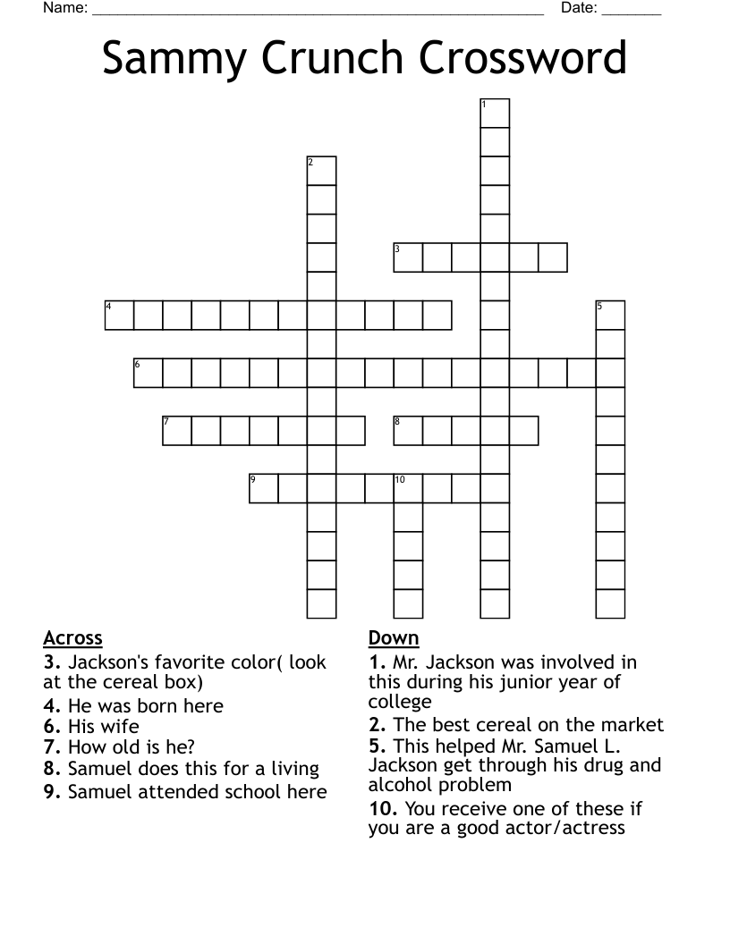 Sammy Crunch Crossword