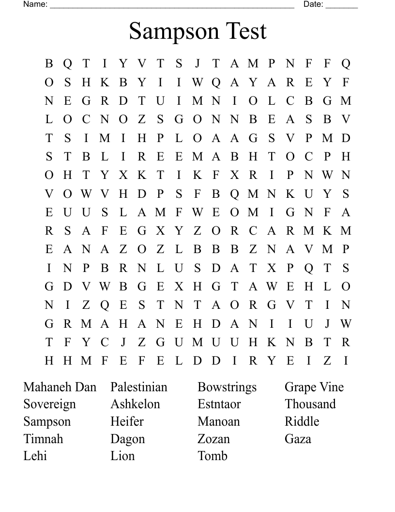Sampson Test Word Search