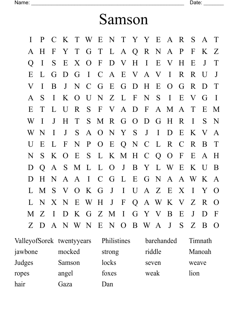 Samson Word Search