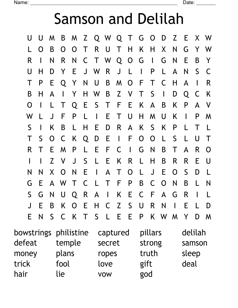 Samson and Delilah Word Search
