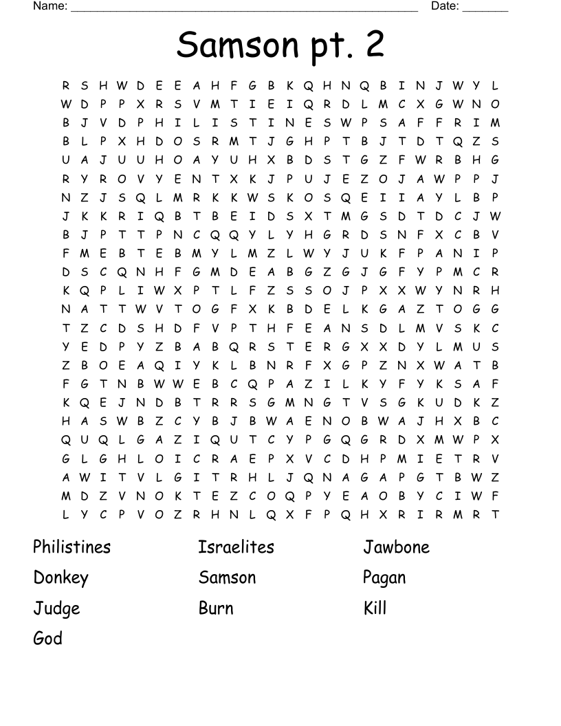 Samson pt. 2 Word Search