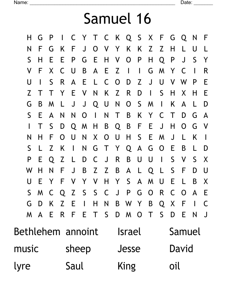 Samuel 16 Word Search