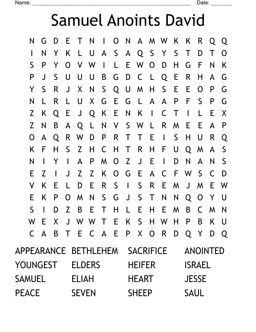 Samuel Anoints David Word Search