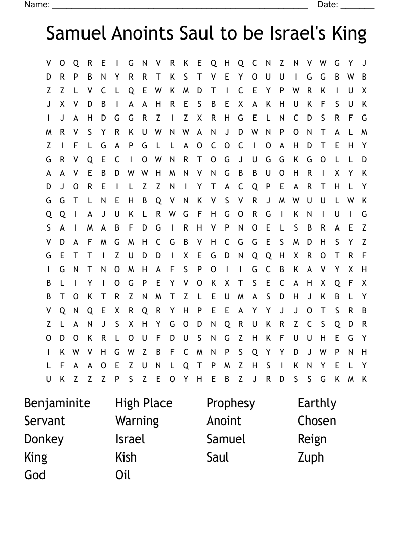 Samuel Anoints Saul to be Israel's King  Word Search