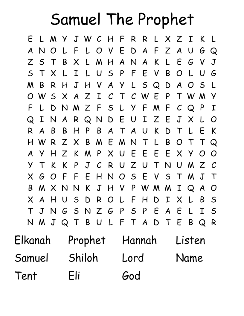 Samuel The Prophet  Word Search