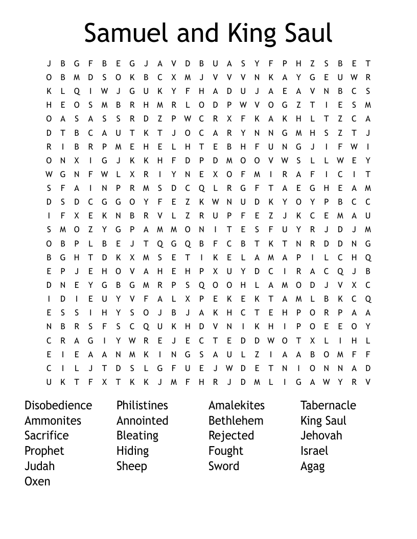 Samuel and King Saul Word Search